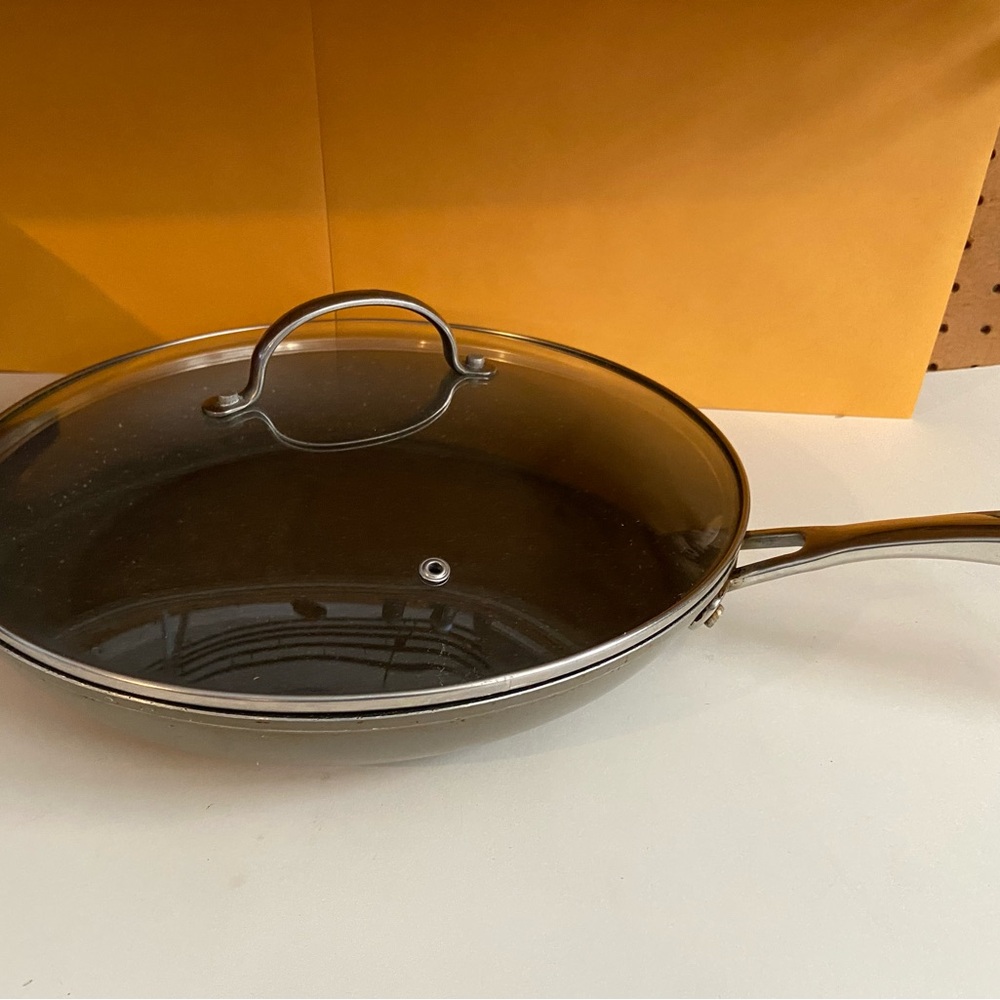 Silver Cookware Frying Pan with Glass Lid Curtis Stone